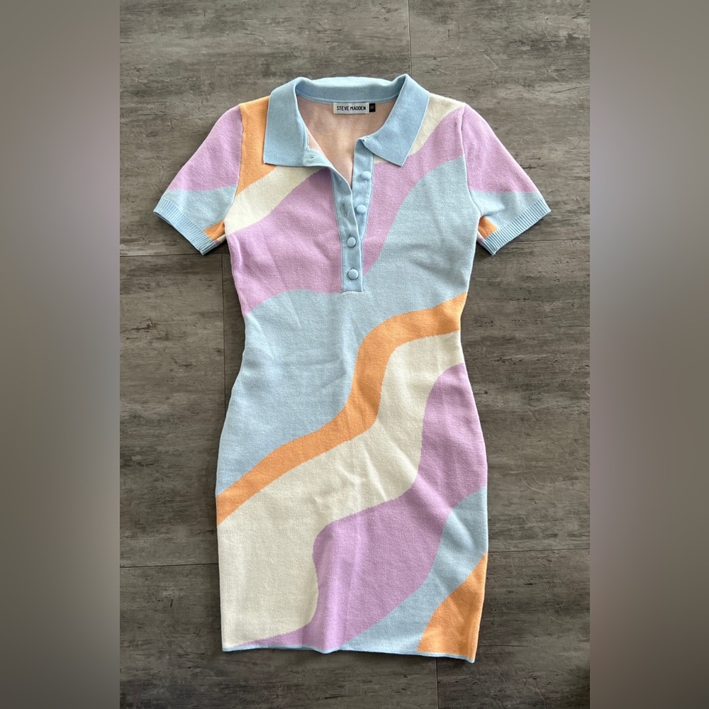 Steve Madden Pink and Blue Sheath Mini Dress